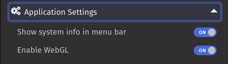 Application Settings with query server badge toggle hidden