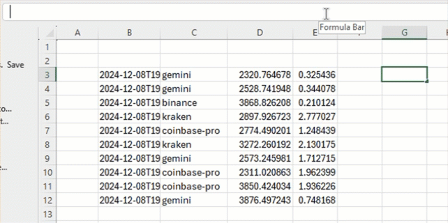 Column 3 extracted from the dynamic array at B3#, ticking in Excel