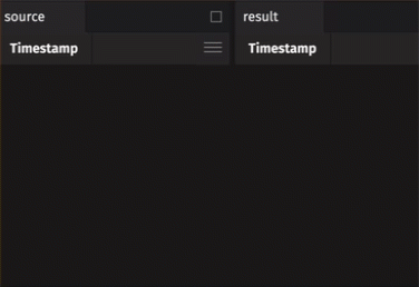 The above source and result tables