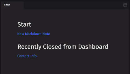 A dialog with options to create a new widget or reopen a recently closed widget