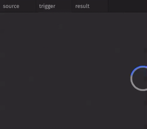 A user navigates between the source and trigger tables in the console