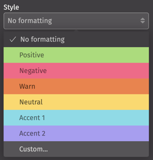 Conditional formatting color selection