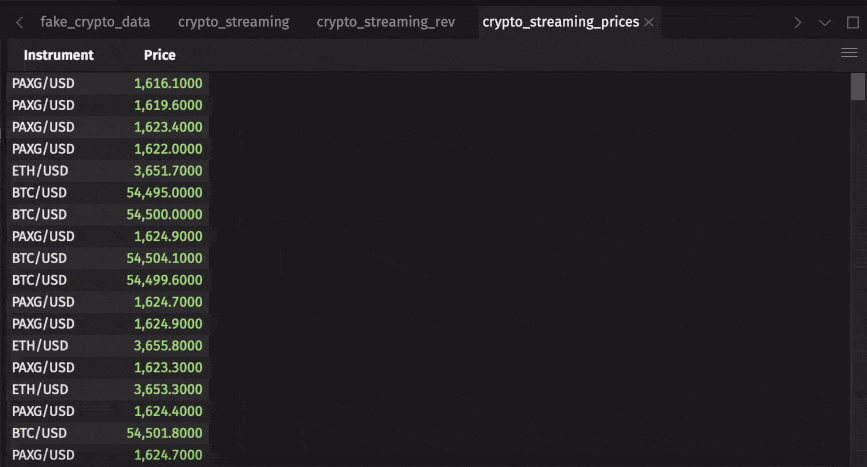 Animated GIF demonstrating selection of Instrument and Price columns with view