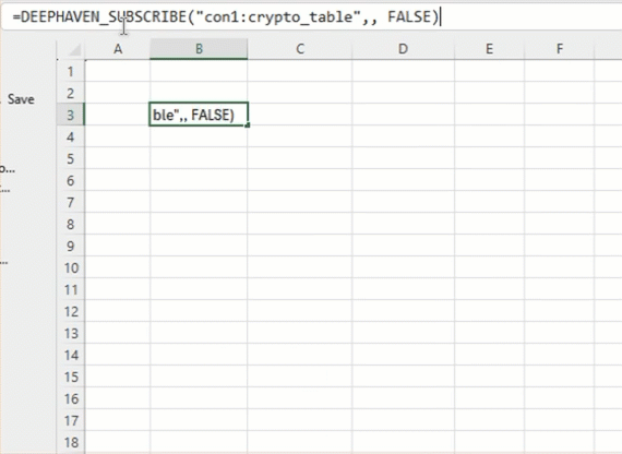 The ticking 'crypto_table' updating live in Excel