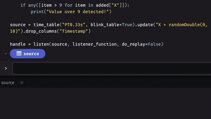 Log readout from the listener