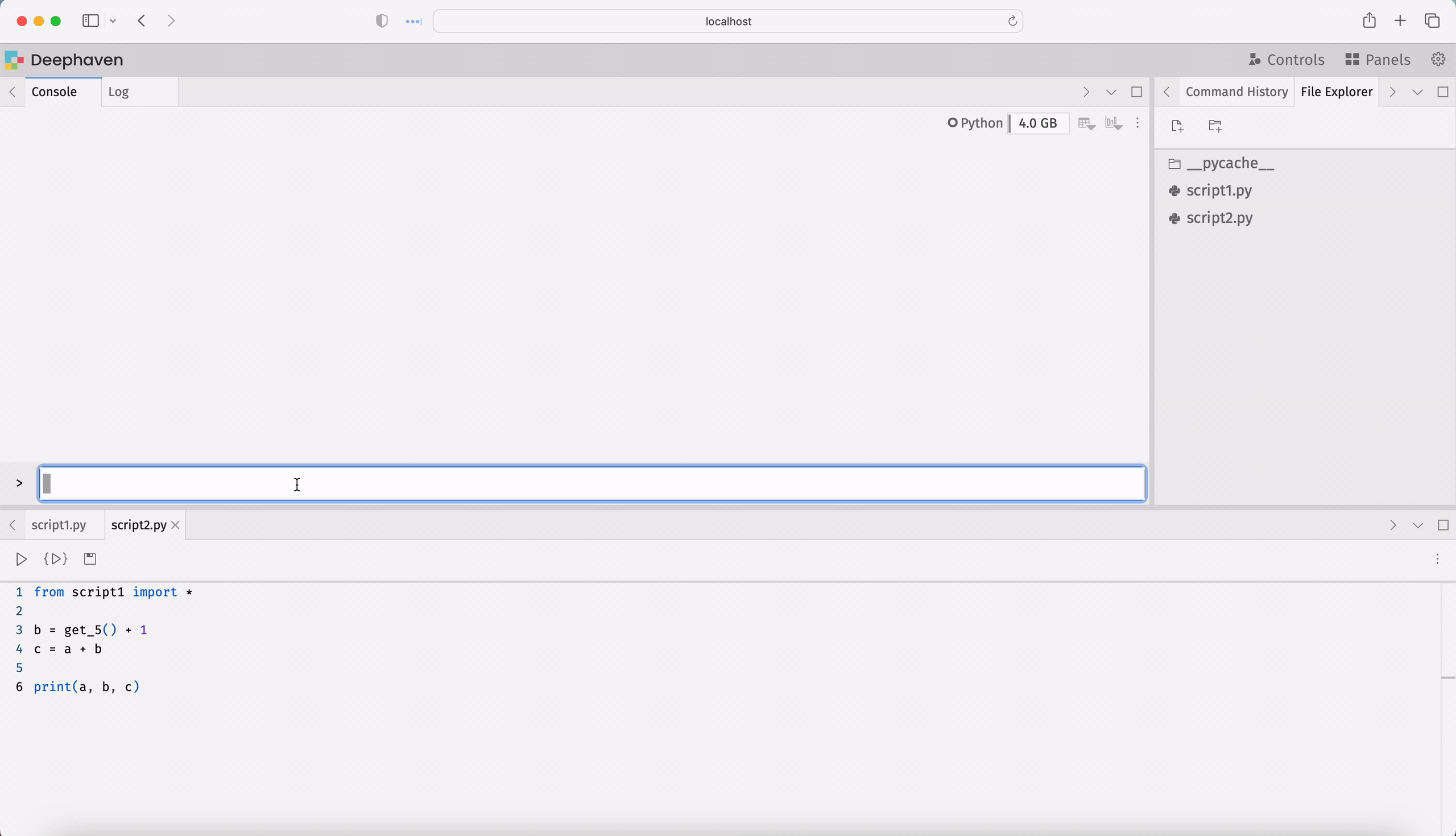 Running a Python script in the Deephaven IDE