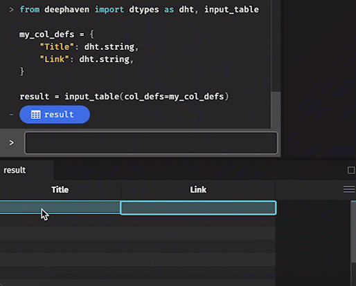 Manually adding a clickable link to an input table