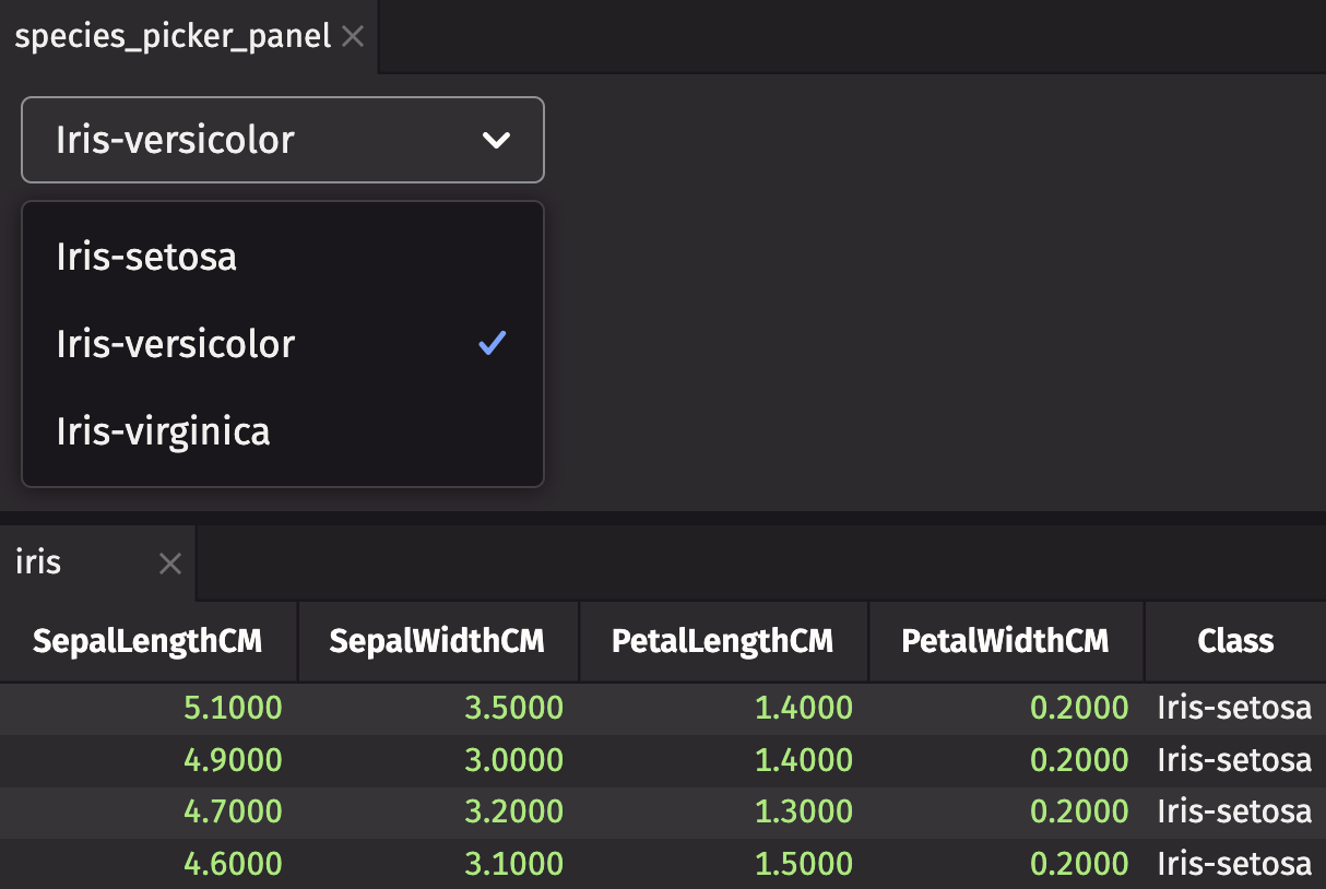 Picker sourced from table
