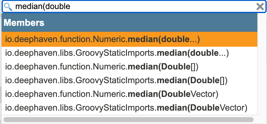 Refined Javadoc search results for 'median(double'