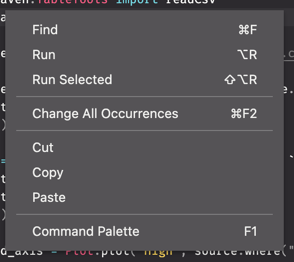 The Notebook's right-click options panel