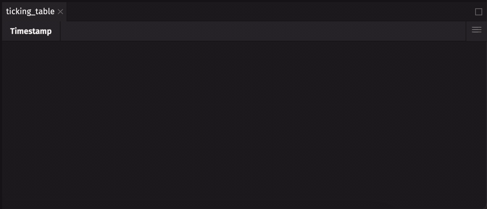 A GIF showing the creation and updating of a ticking table in Deephaven