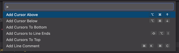 The Command Palette menu
