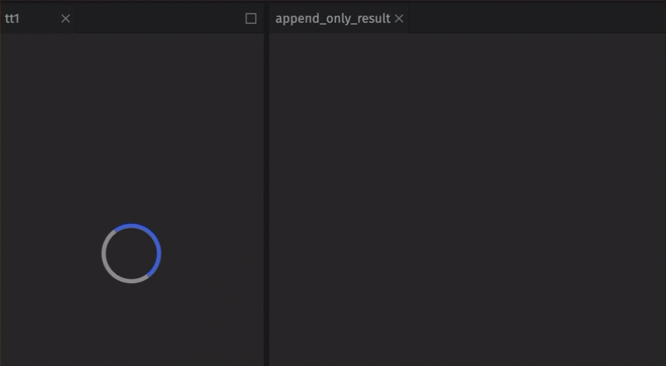 The above tt1 and append_only_result tables ticking side-by-side