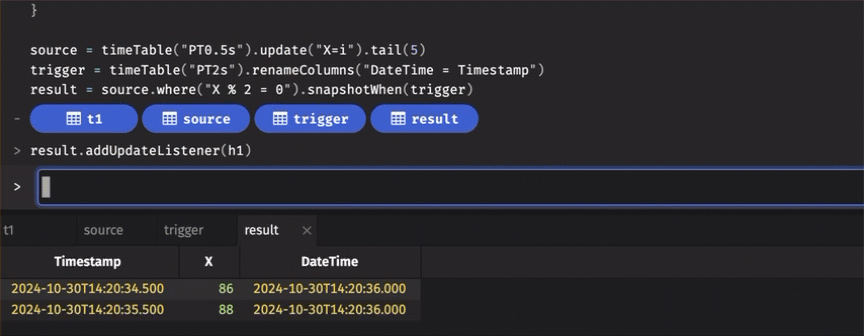 handle receives filtered and downsampled updates