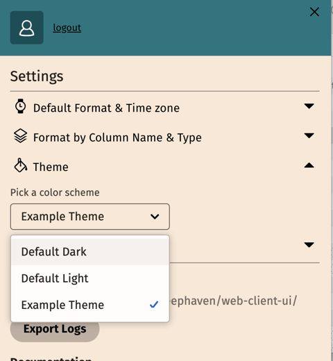 The pick a color scheme option in the Settings menu