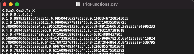 The newly written CSV file