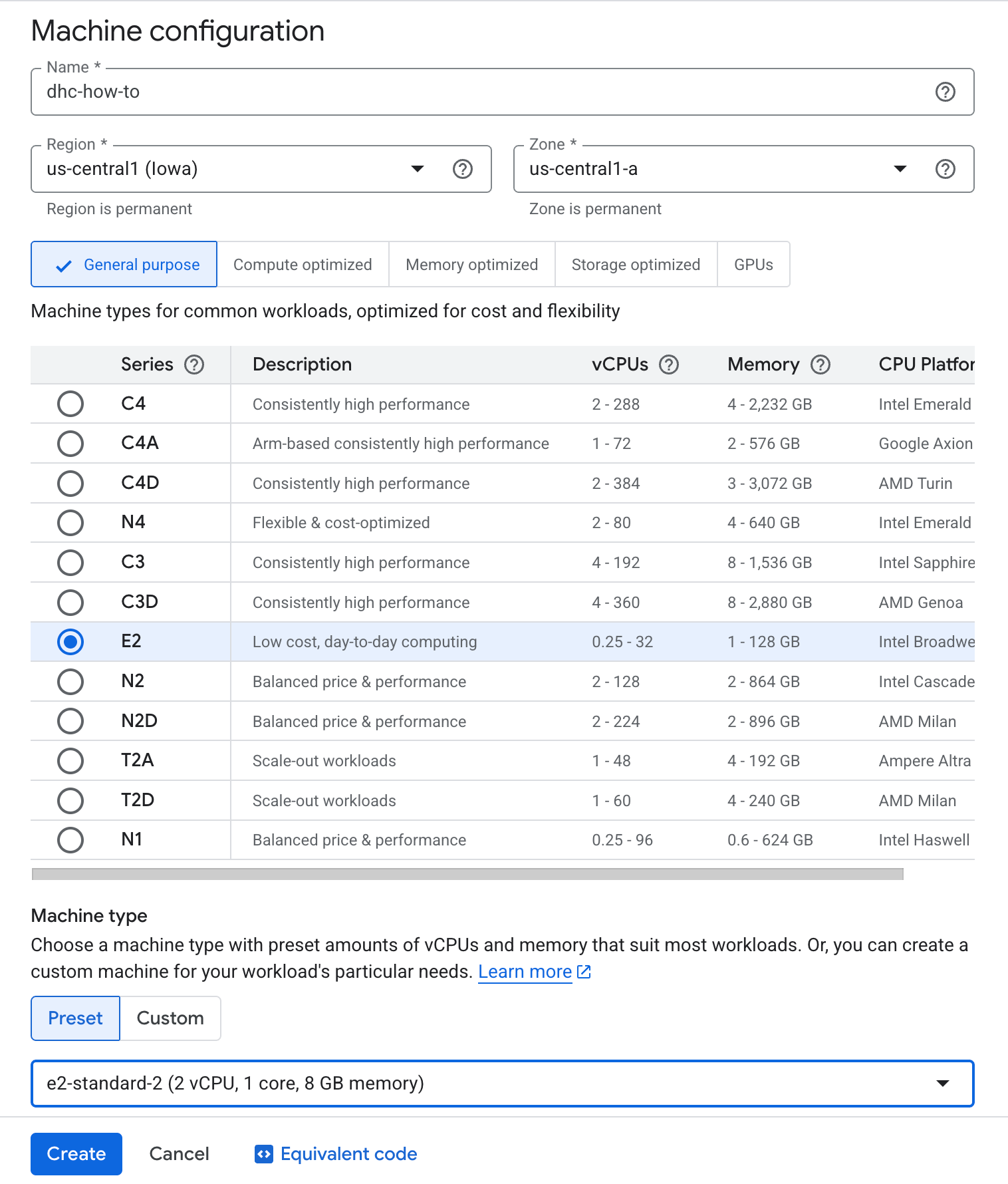 The Machine configuration window