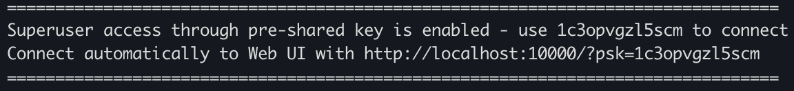 Logs display a randomly generated key