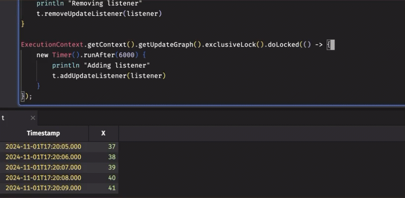 A listener is added and removed