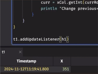 table updates while handle prints modified rows