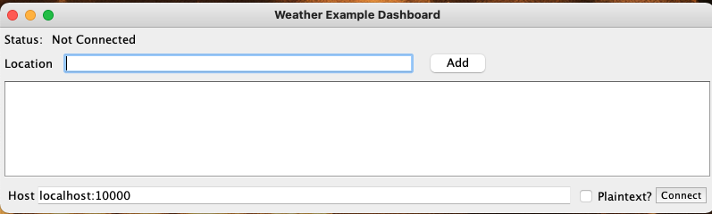 The Java client UI