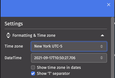 The Settings menu