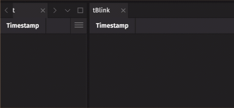 Two Deephaven tables. Table 'tBlink' creates a blink table from the data in table 't'