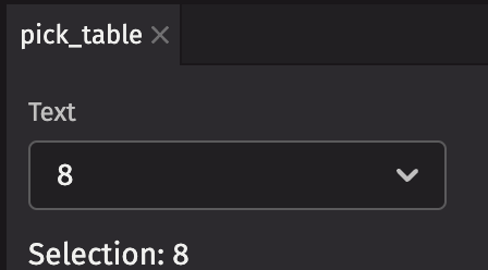 Use a picker to select from a table