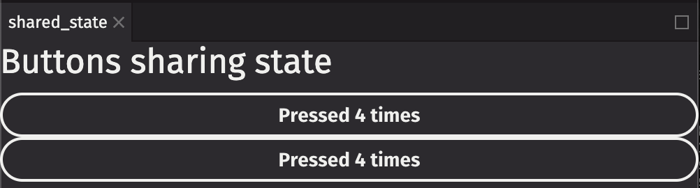 Buttons will always be in sync with shared state.