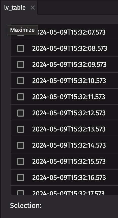 Use a list view to select from a table