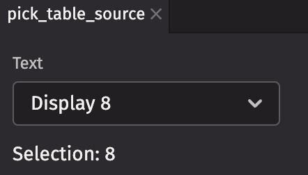 Use a picker to select from a table source