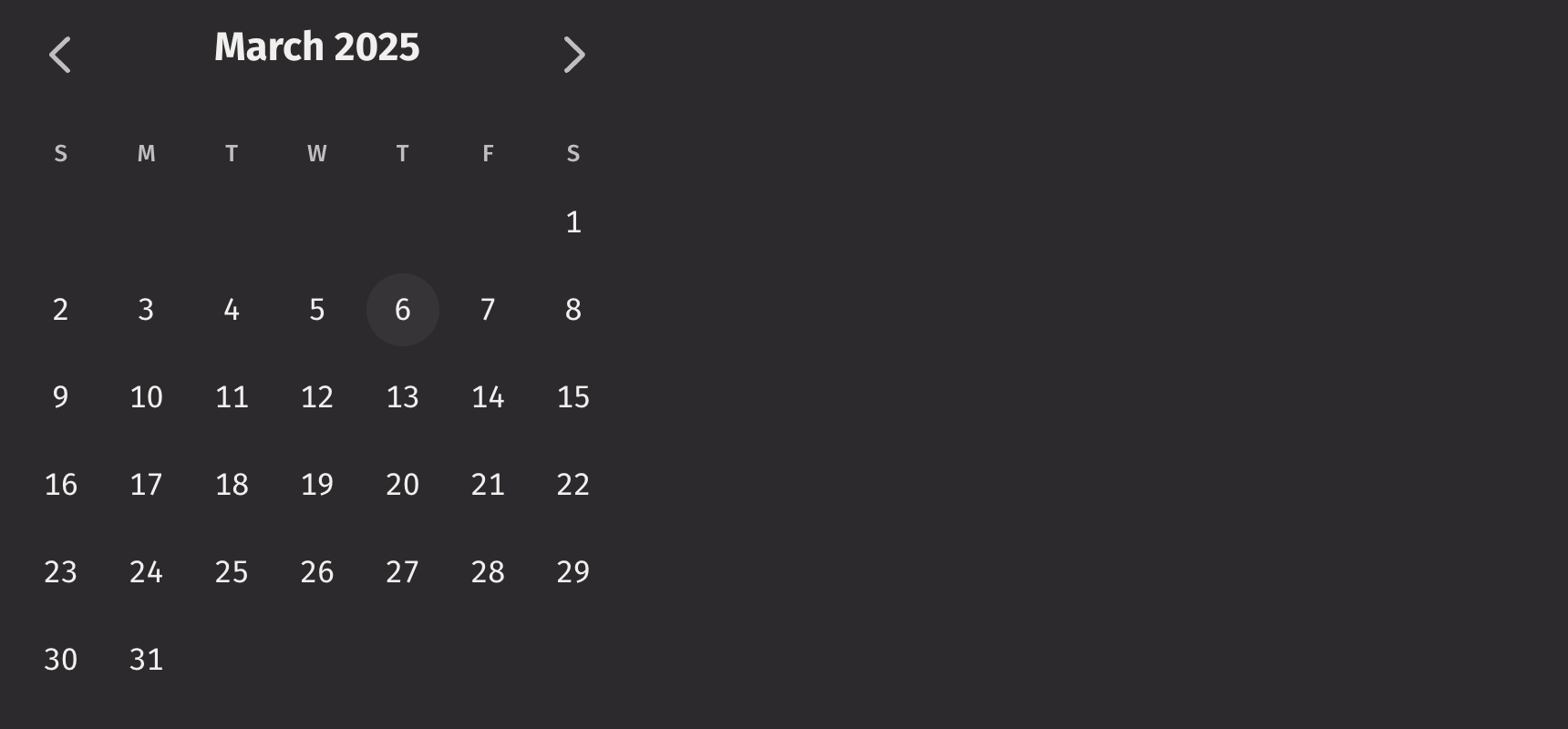 Calendar Basic Example