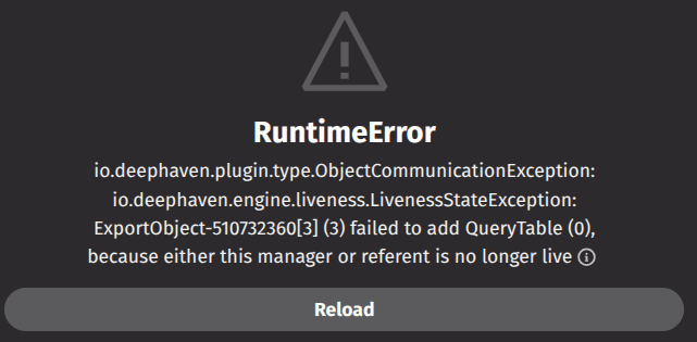 Reset table error