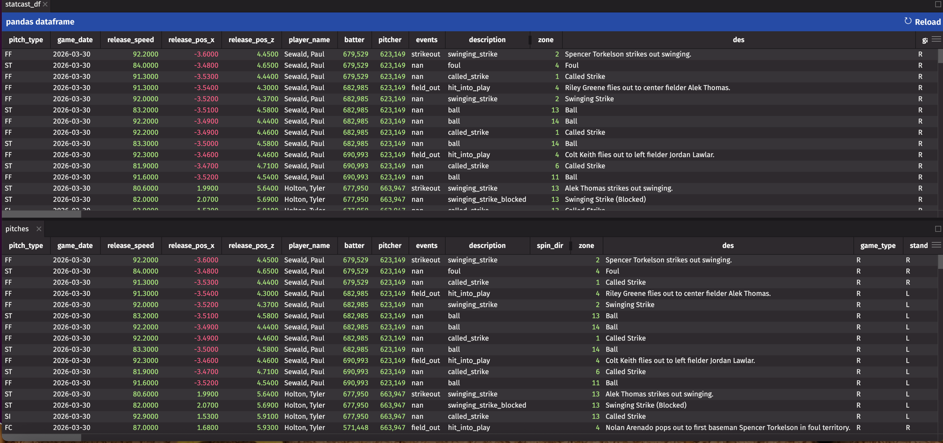 Statcast Data in Deephaven
