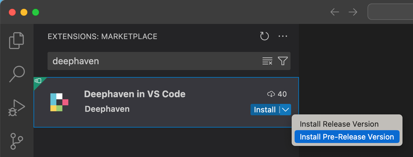 Install Deephaven VS Code Extension